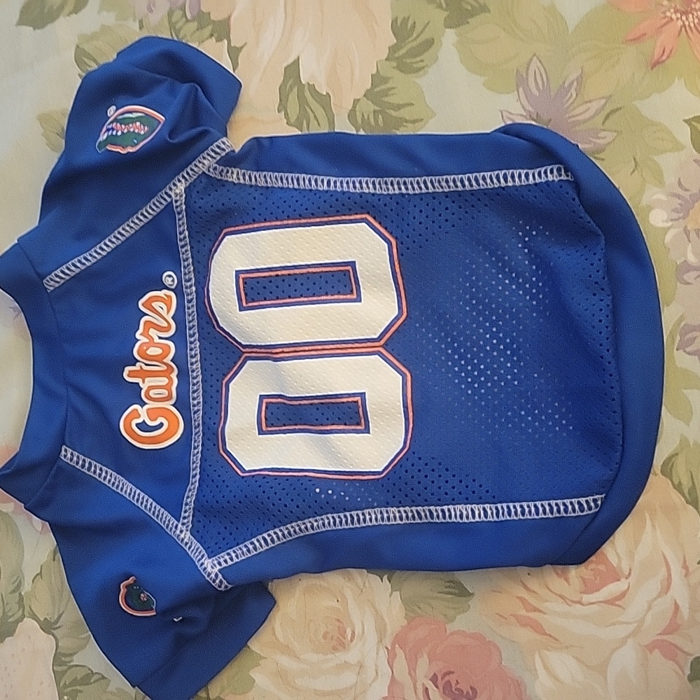 Matching Gators jersey person and puppy